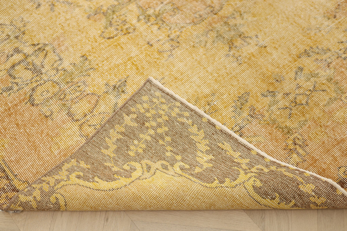 Vintage Isparta Turkish Area Rug 5x8 ft — Yellow Floral
