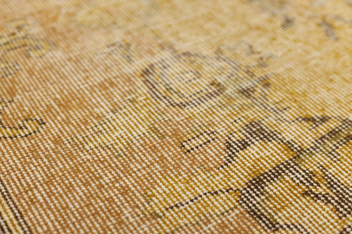 Vintage Isparta Turkish Area Rug 5x8 ft — Yellow Floral