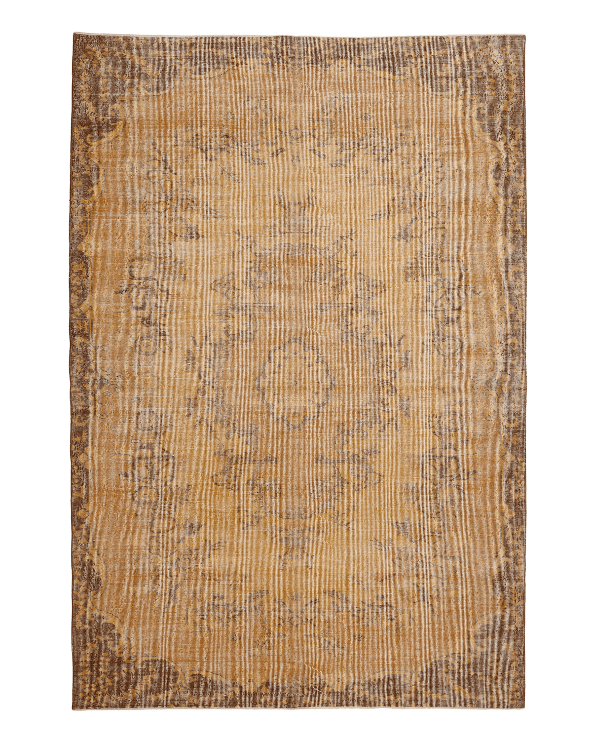Vintage Isparta Turkish Area Rug 5x8 ft — Yellow Floral