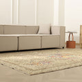 Vintage Isparta Turkish Area Rug 5x9 ft — Beige Floral (No. 55201)