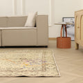 Vintage Isparta Turkish Area Rug 5x9 ft — Beige Floral (No. 55201)
