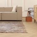 Vintage Isparta Turkish Area Rug 5x8 ft — Gray & Brown Floral (No. 55204)