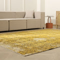Vintage Isparta Turkish Area Rug 7x10 ft — Yellow Distressed
