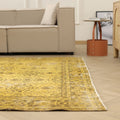 Vintage Isparta Turkish Area Rug 7x10 ft — Yellow Distressed