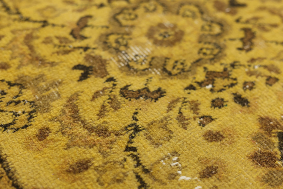 Vintage Isparta Turkish Area Rug 7x10 ft — Yellow Distressed