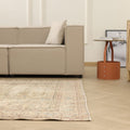 Vintage Isparta Turkish Area Rug 5x8 ft — Beige & Brown Floral (No. 55207)