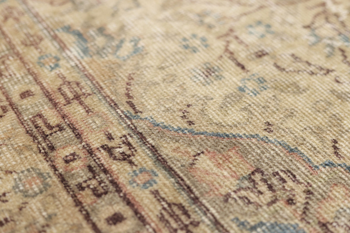 Vintage Isparta Turkish Area Rug 5x8 ft — Beige & Brown Floral (No. 55207)