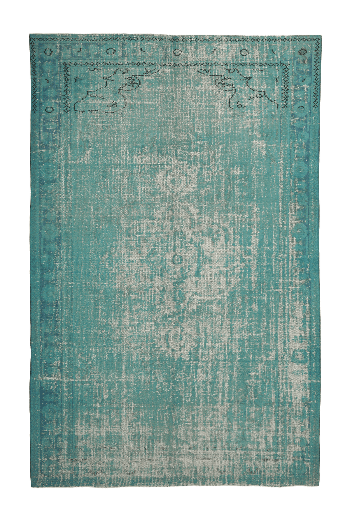 Vintage Isparta Turkish Area Rug 6x10 ft — Blue Overdyed (No. 55212)