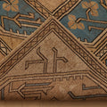 Vintage Muğla Turkish Area Rug 5x8 ft — Beige & Blue Geometric