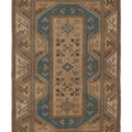 Vintage Muğla Turkish Area Rug 5x8 ft — Beige & Blue Geometric