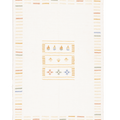 Hand-woven 3x5 ft vintage Turkish flatweave rug in beige and brown with minimalist striped patterns and fringe detail.