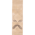 Hand-woven 2x11 ft vintage Turkish runner rug in beige and brown wool with geometric patterns.