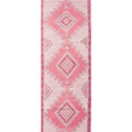 Handmade pink and white Persian-style wool-cotton runner rug with geometric patterns, 2.8 x 9.7 ft.