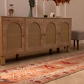 Handmade 2.5x13.4 ft wool and cotton Persian-style runner rug in brown and beige with maximalist geometric and floral patterns.