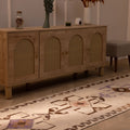 Handmade 3x11 ft Persian-style wool and cotton Kilim runner with white and brown geometric patterns in a farmhouse interior.