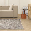 Vintage Isparta Turkish Area Rug 5x9 ft — Gray Floral (No. 55385)