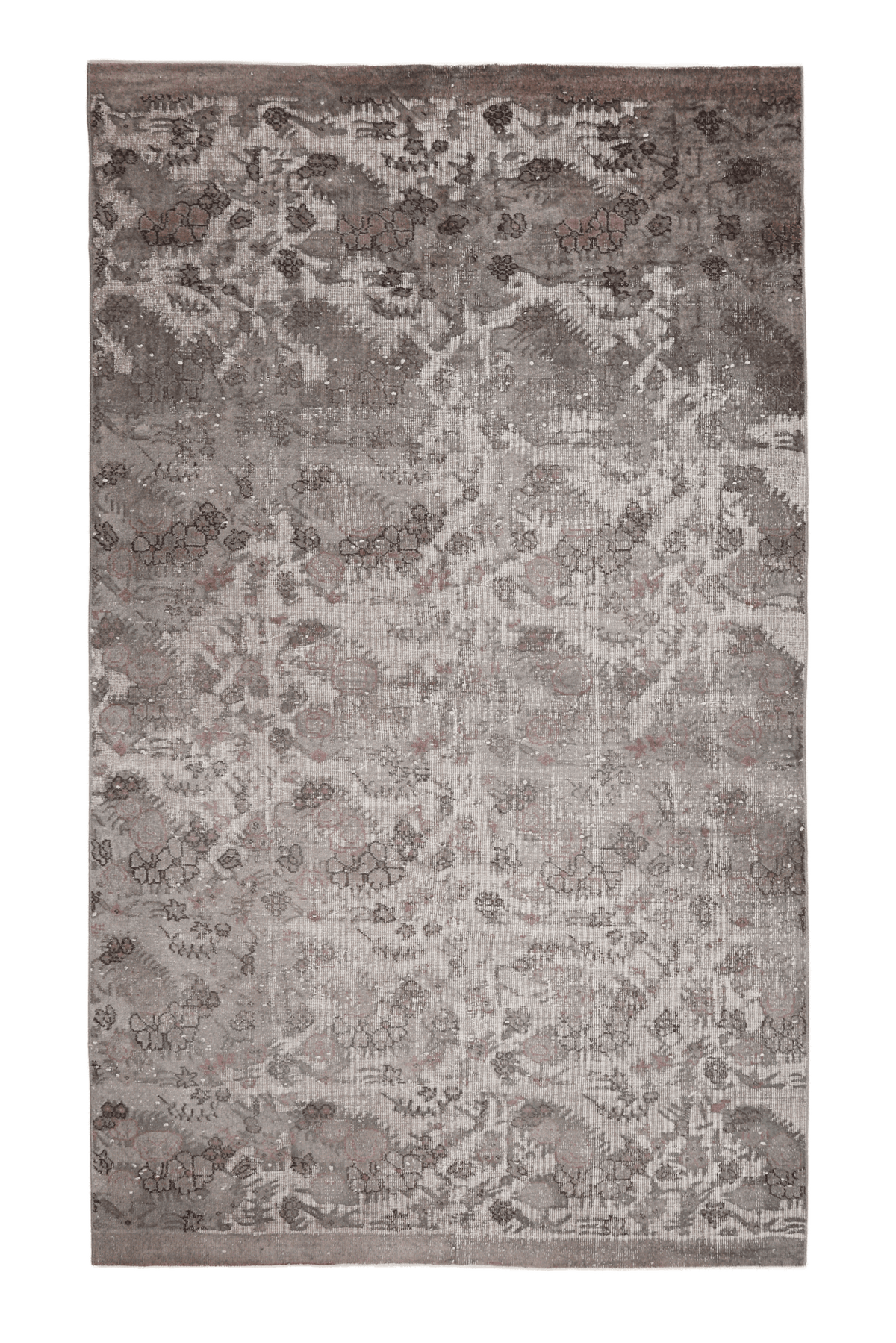 Vintage Isparta Turkish Area Rug 5x9 ft — Gray Floral (No. 55385)