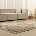 Vintage Isparta Turkish Area Rug 6x9 ft — Gray & Yellow Distressed