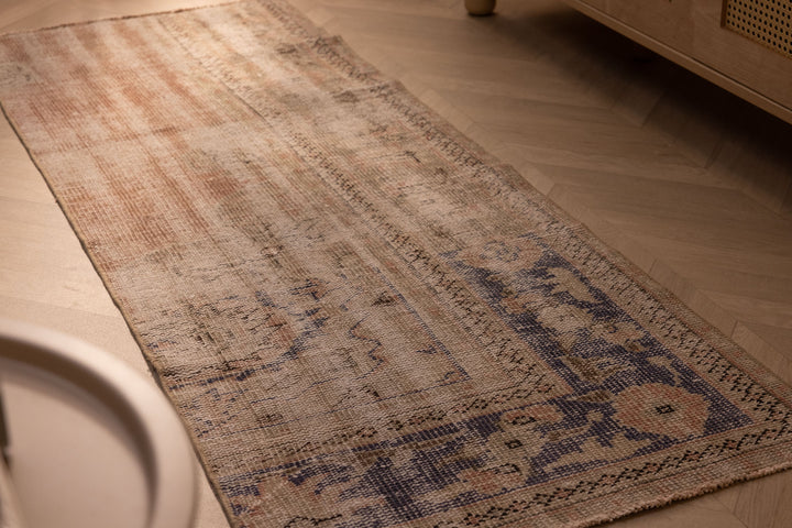 Vintage Manisa Turkish Runner Rug 2x6 ft — Gray Distressed