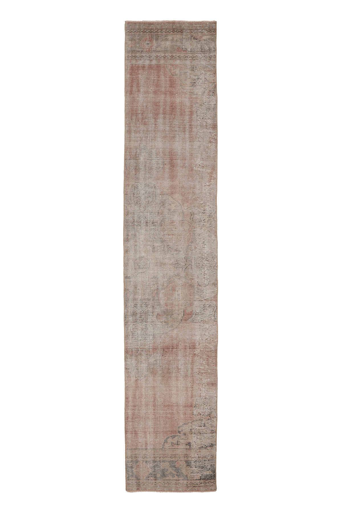 Vintage Manisa Turkish Runner Rug 2x11 ft — Orange & Brown Geometric