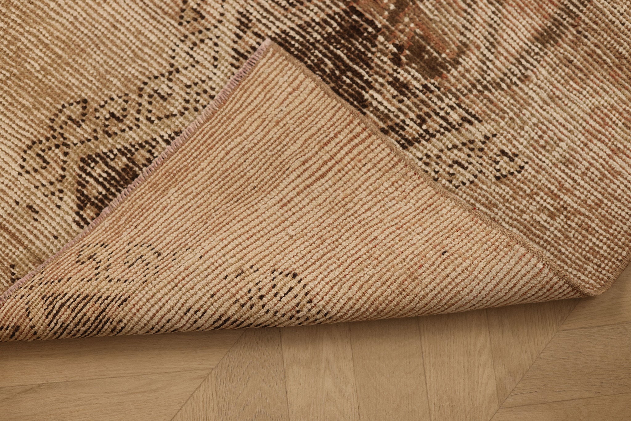Vintage Malatya Turkish Runner Rug 2x10 ft — Brown & Beige Geometric