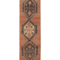 Vintage Malatya Turkish Runner Rug 3x12 ft — Orange & Brown Geometric