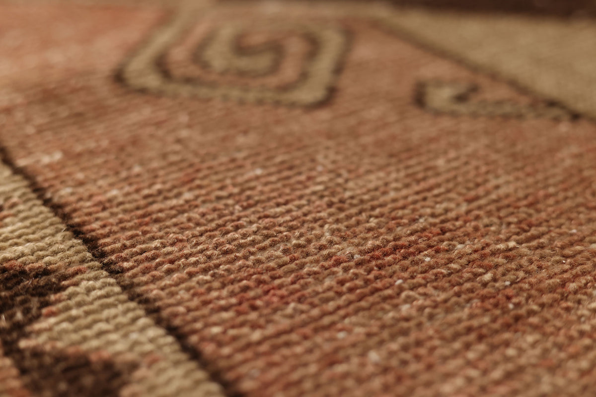 Vintage Malatya Turkish Runner Rug 3x11 ft — Brown & Beige Geometric