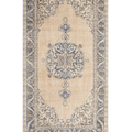 Vintage Isparta Turkish Area Rug 3x6 ft — Beige & Blue Floral
