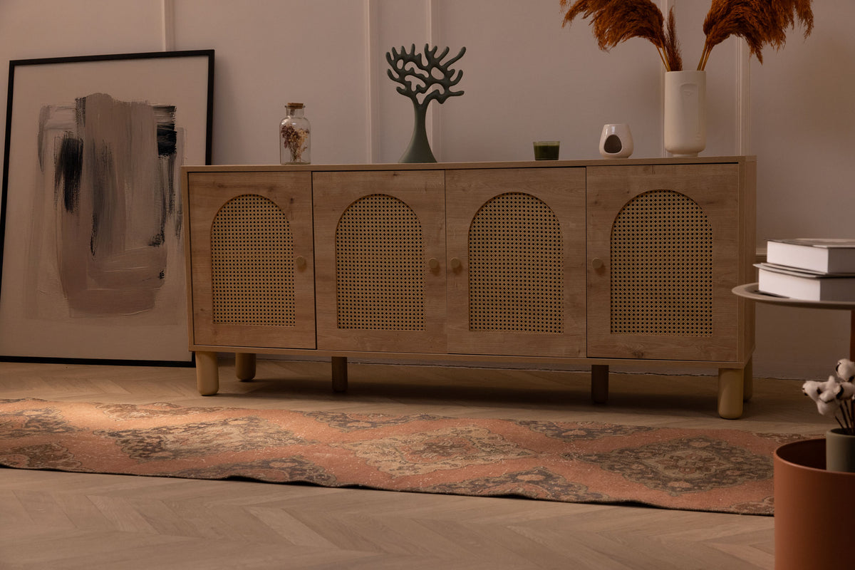 Vintage orange floral Konya runner rug in wool and cotton, featuring a bohemian hand-woven design for hallways.