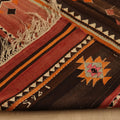 Vintage Sivas Turkish Kilim Runner Rug 7x12 ft — Brown & Orange Geometric