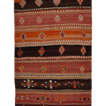 Vintage Sivas Turkish Kilim Runner Rug 7x12 ft — Brown & Orange Geometric