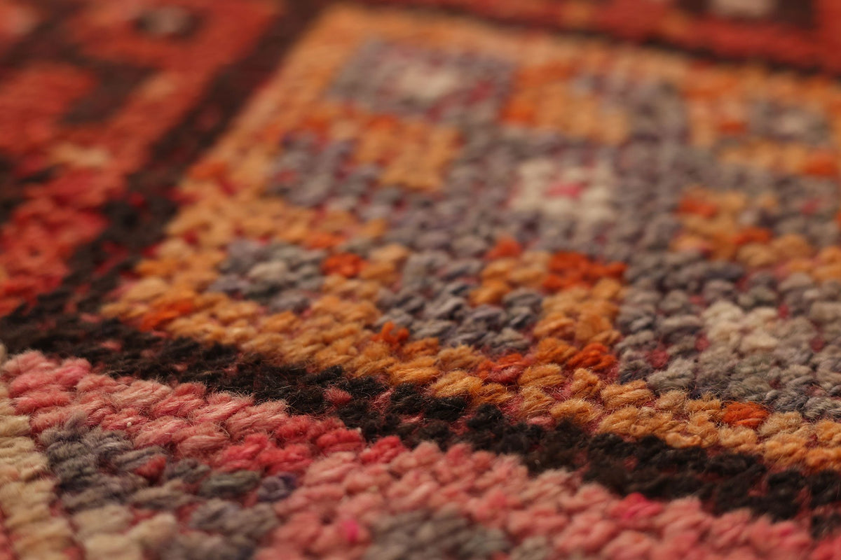 Vintage Southeastern Persian Style Runner Rug 3x13 ft — Red & Orange Geometric