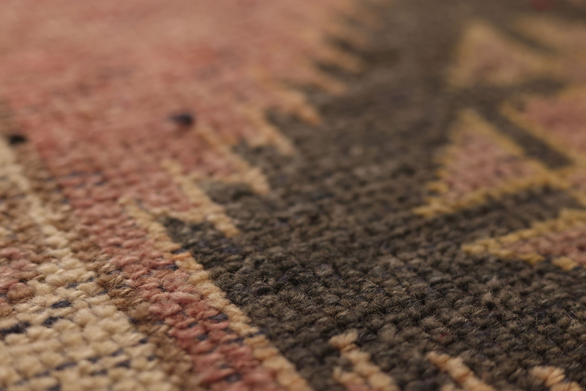 Vintage Southeastern Persian Style Runner Rug 3x12 ft — Pink & Brown Geometric