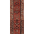 Vintage Southeastern Persian Style Runner Rug 3x10 ft — Red & Brown Geometric