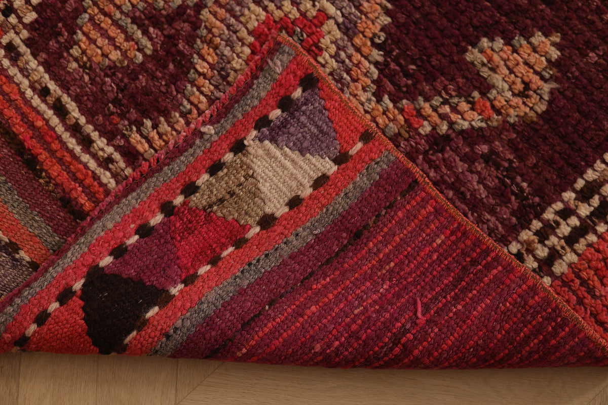 Vintage Southeastern Persian Style Runner Rug 3x10 ft — Red & Brown Geometric