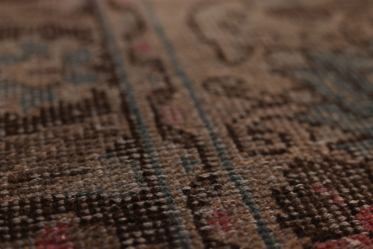 Vintage Southeastern Persian Style Runner Rug 3x11 ft — Brown & Red Floral