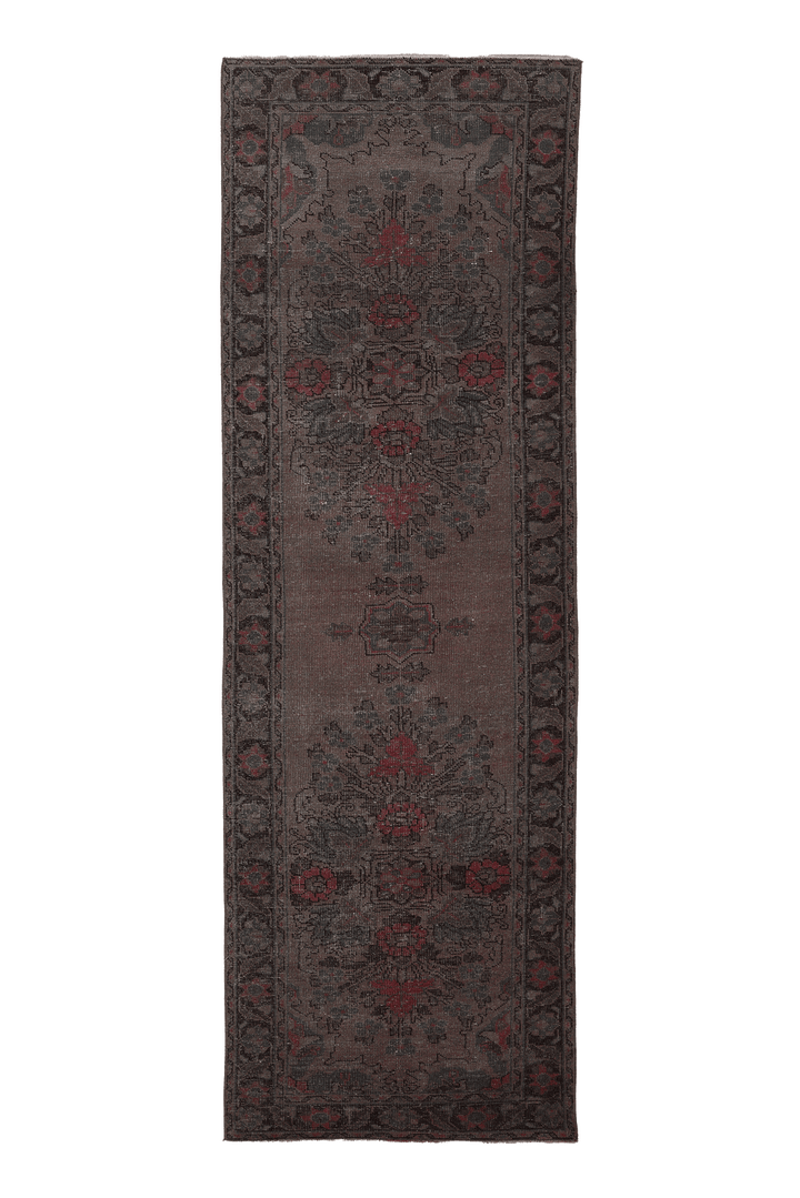 Vintage Southeastern Persian Style Runner Rug 3x11 ft — Brown & Red Floral