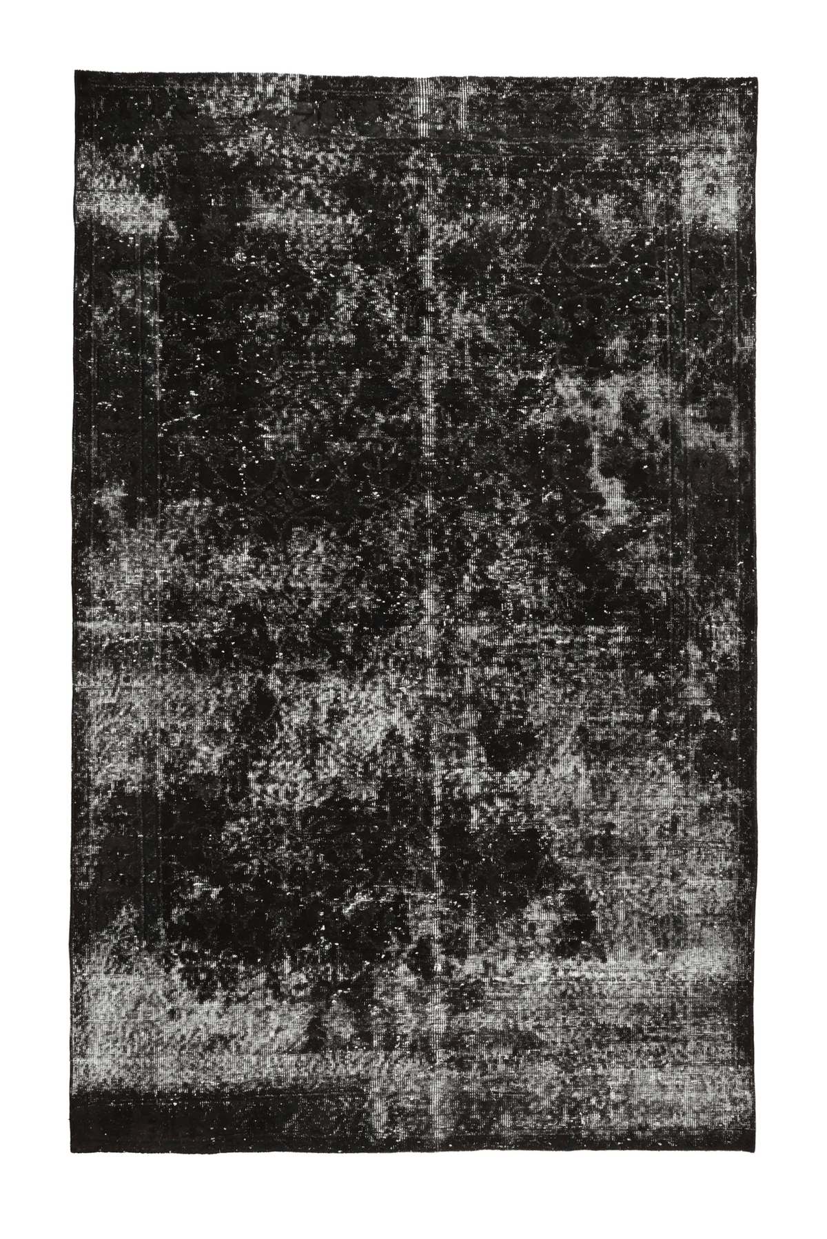 Vintage Isparta Turkish Area Rug 5x9 ft — Black Overdyed (No. 55555)