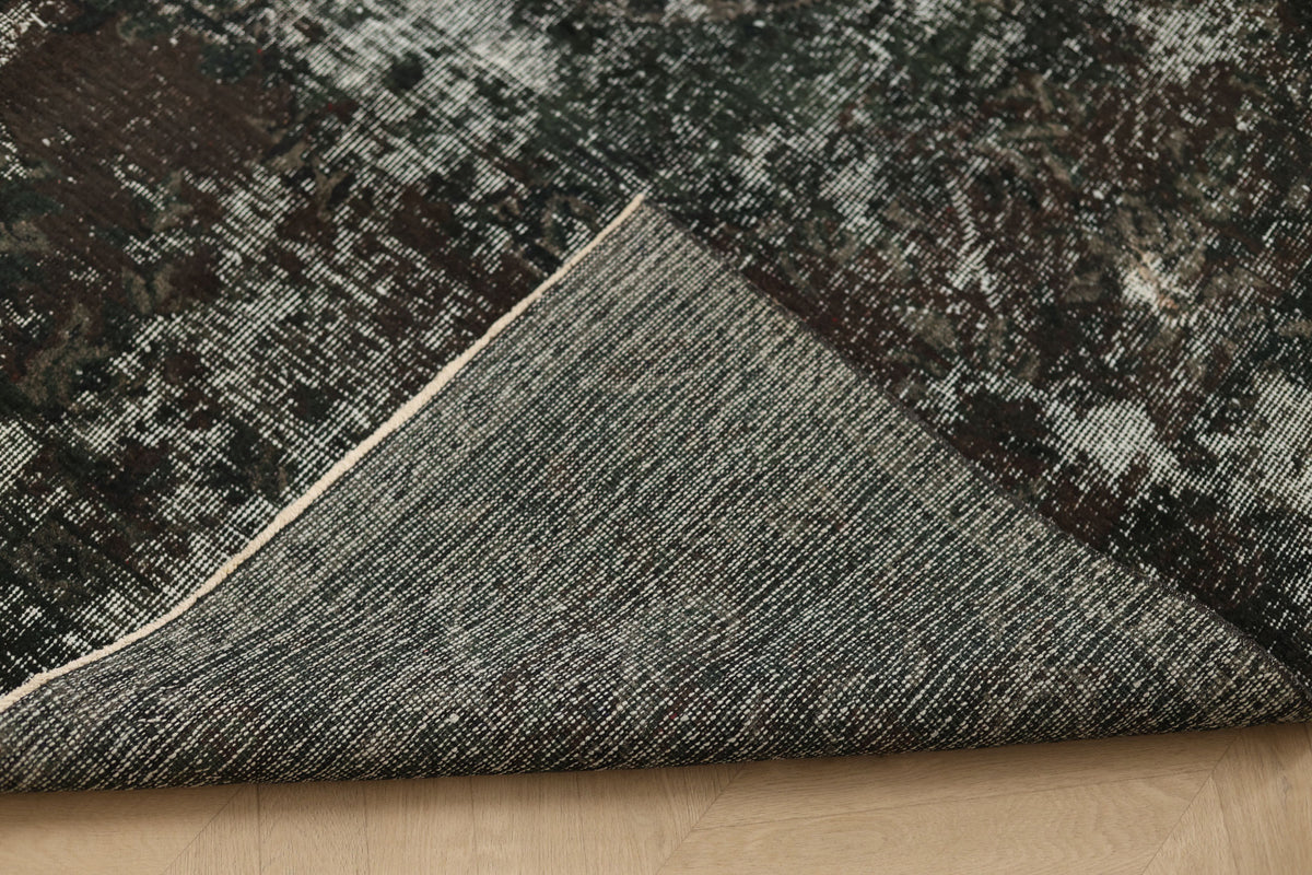 Vintage Isparta Turkish Area Rug 5x8 ft — Black Overdyed