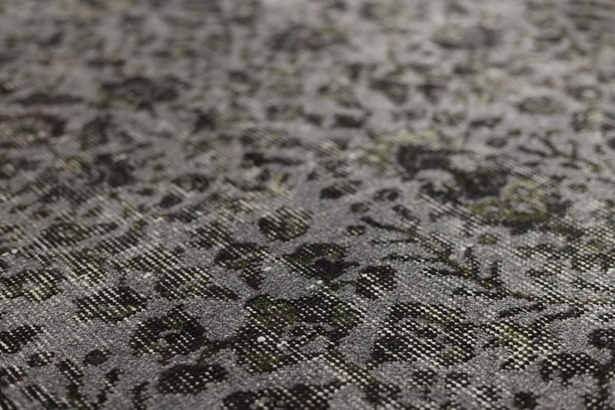Vintage Isparta Turkish Area Rug 5x9 ft — Black & Gray Overdyed