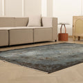 Vintage Isparta Turkish Area Rug 5x8 ft — Blue Overdyed (No. 55565)