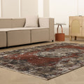 Vintage Isparta Turkish Area Rug 6x9 ft — Black & Red Distressed