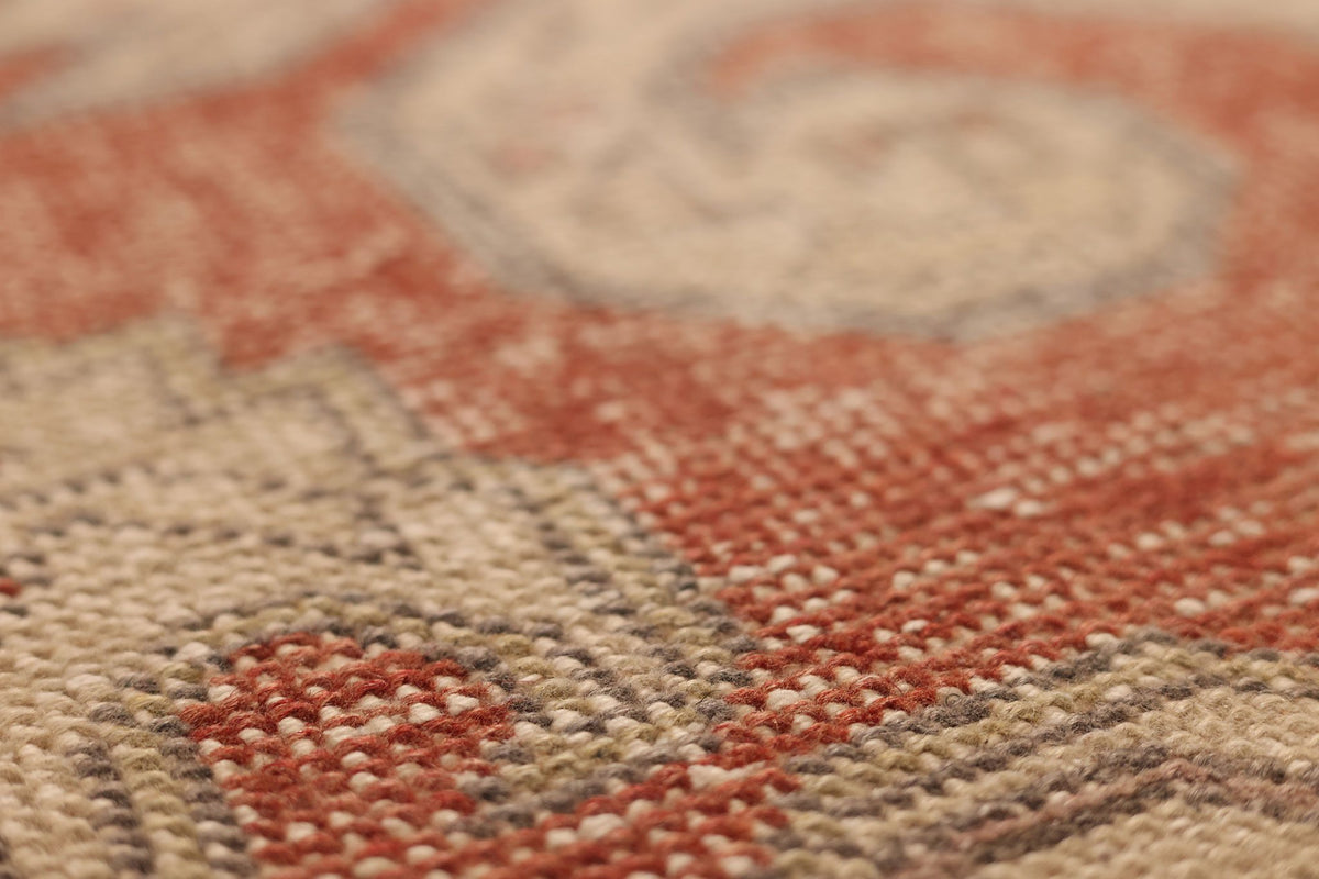 Vintage Nevşehir Turkish Area Rug 4x7 ft — Red & Beige Floral