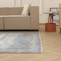 Vintage Manisa Turkish Area Rug 5x8 ft — Blue & Gray Distressed