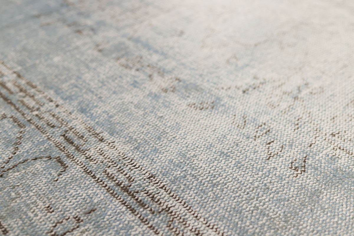 Vintage Manisa Turkish Area Rug 5x8 ft — Blue & Gray Distressed