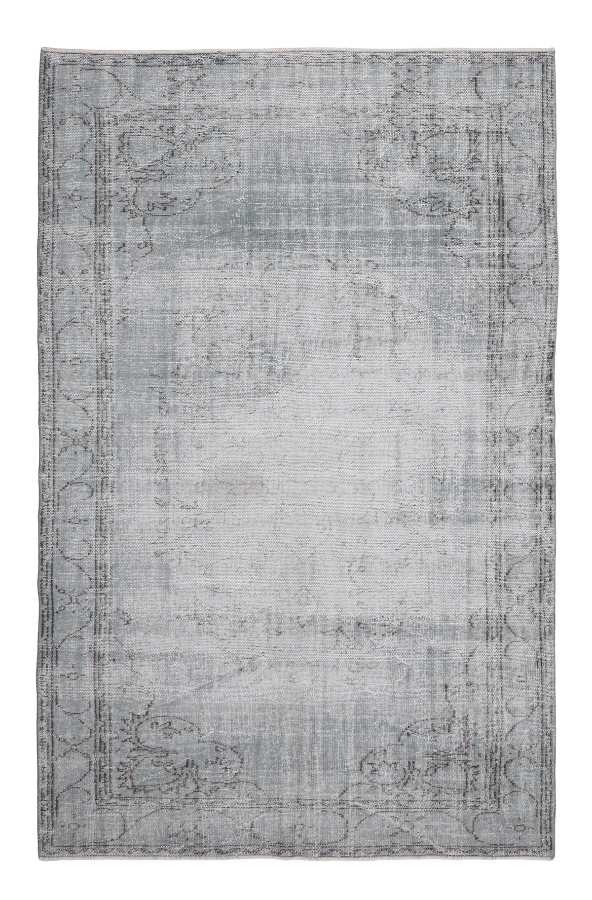 Vintage Manisa Turkish Area Rug 5x8 ft — Blue & Gray Distressed