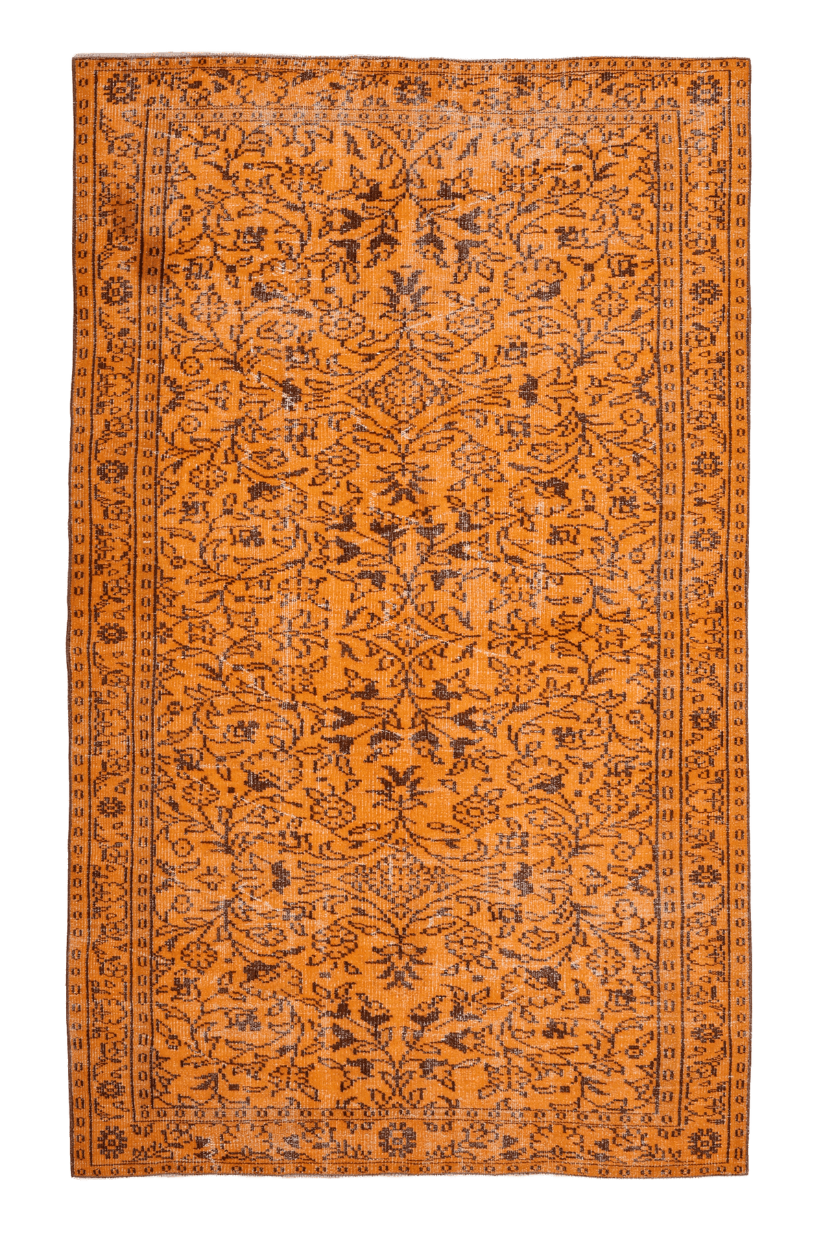Vintage Isparta Turkish Area Rug 5x9 ft — Orange Floral (No. 55603)