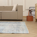 Vintage Manisa Turkish Area Rug 5x9 ft — Blue & Gray Floral