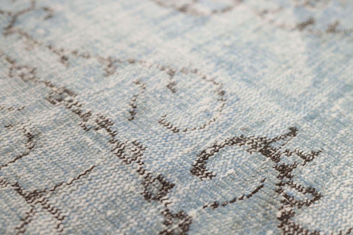 Vintage Manisa Turkish Area Rug 5x9 ft — Blue & Gray Floral