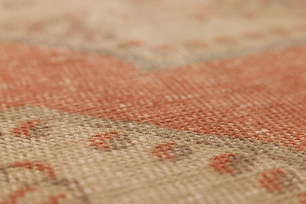 Vintage Nevşehir Turkish Runner Rug 3x8 ft — Orange & Beige Floral